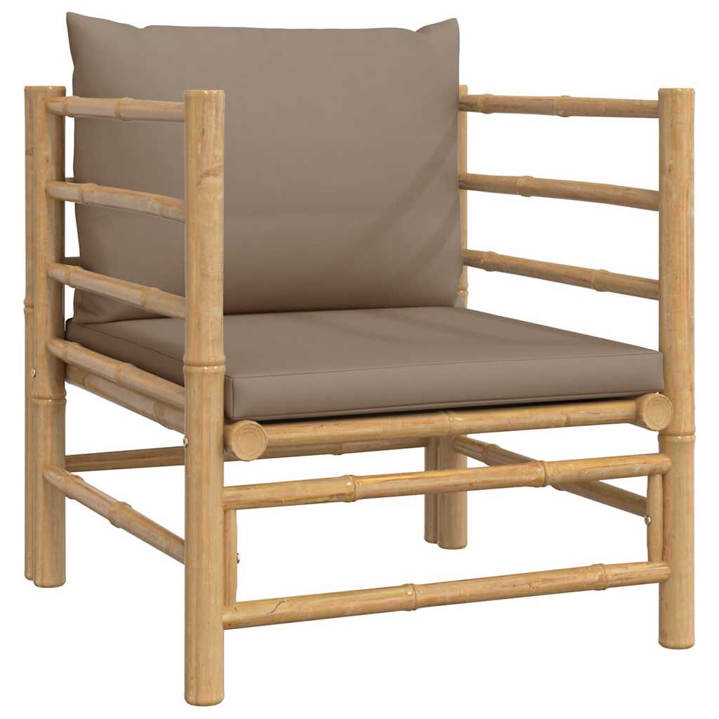 vidaXL Sofa ogrodowa z poduszkami w kolorze taupe, bambusowa