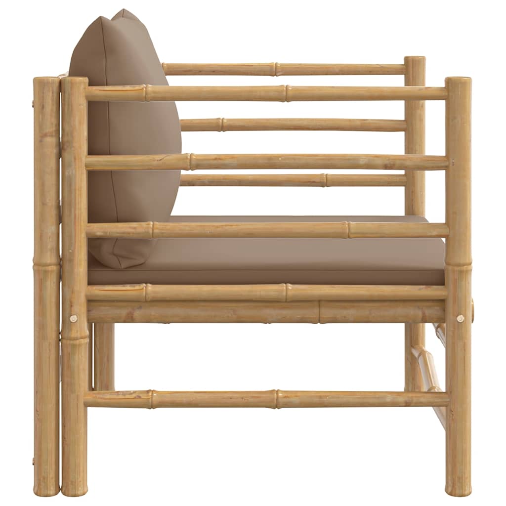 vidaXL Sofa ogrodowa z poduszkami w kolorze taupe, bambusowa