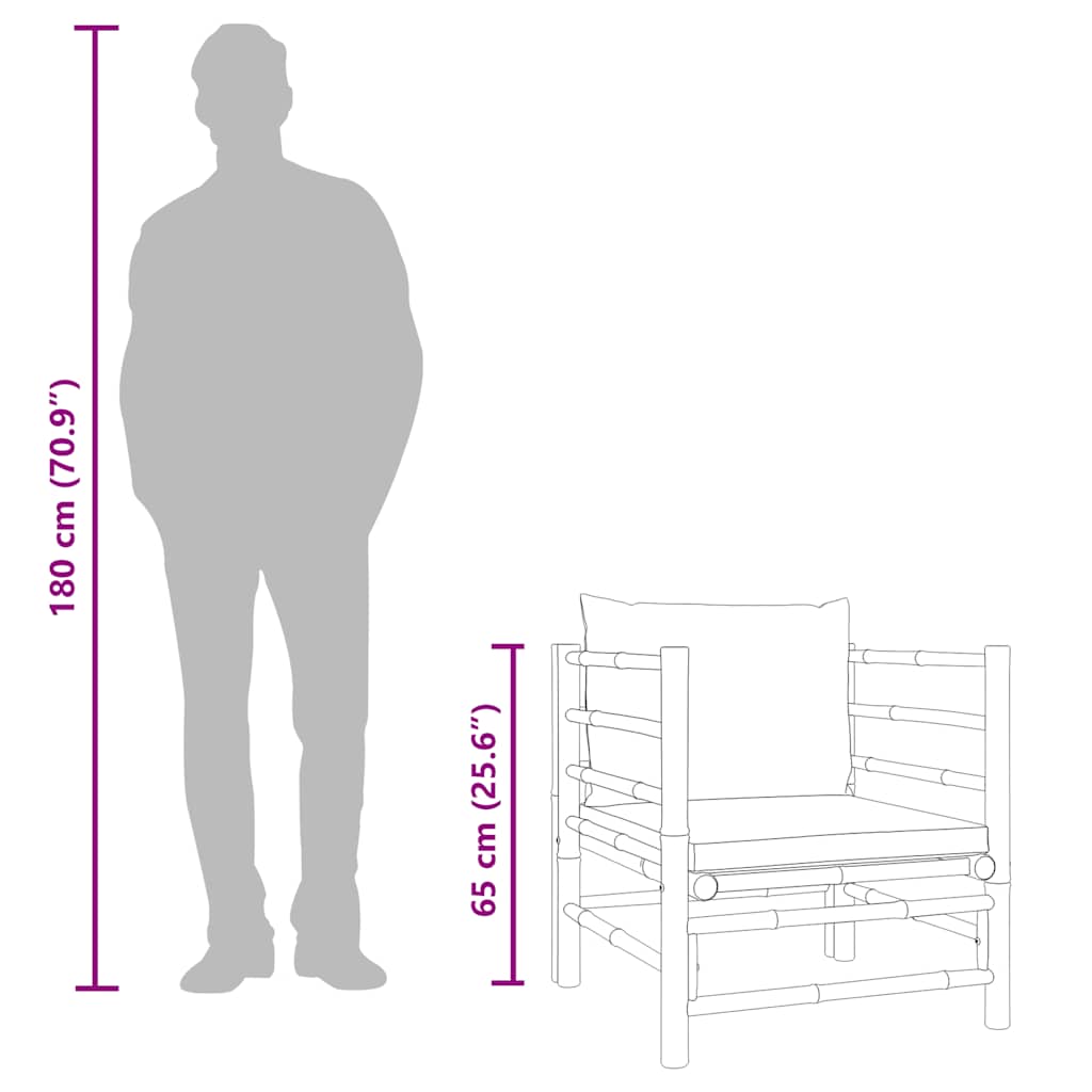 vidaXL Sofa ogrodowa z poduszkami w kolorze taupe, bambusowa