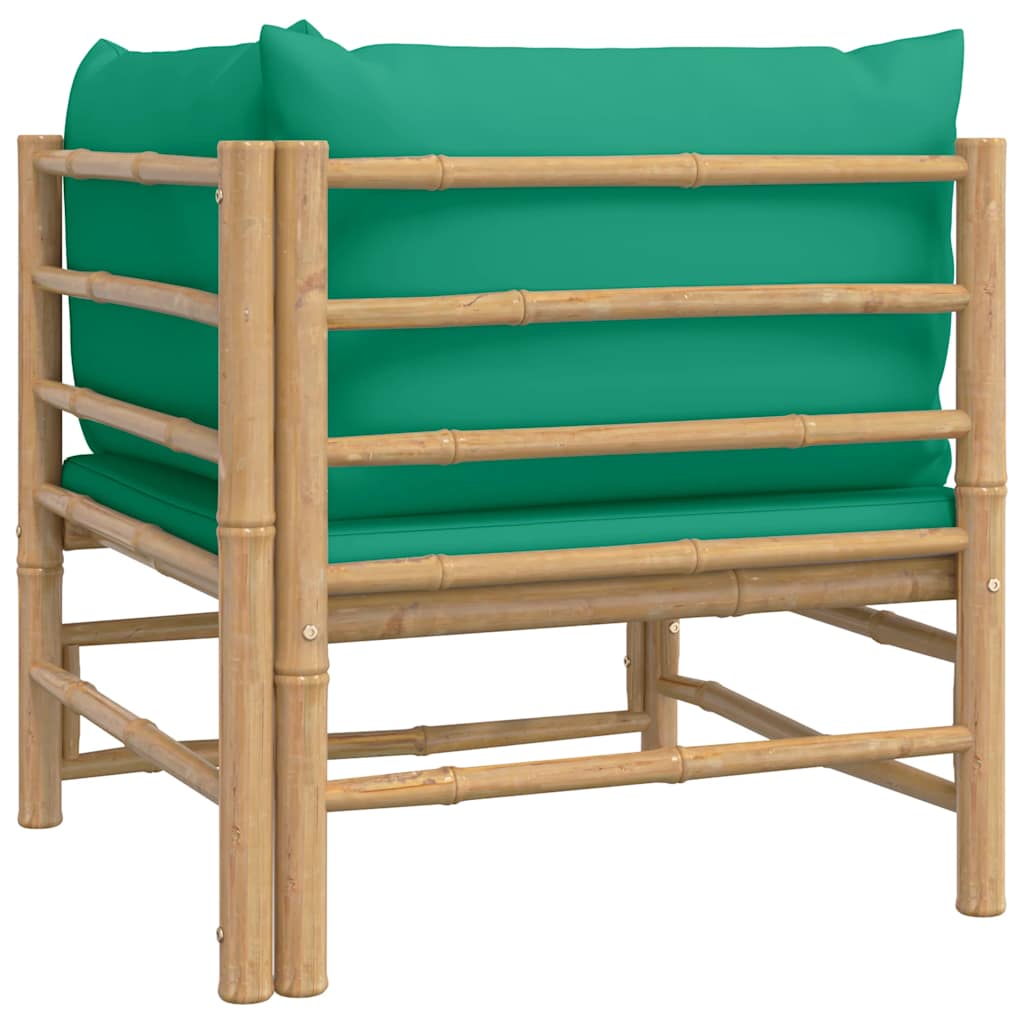 vidaXL Narożna sofa ogrodowa z zielonymi poduszkami, bambusowa