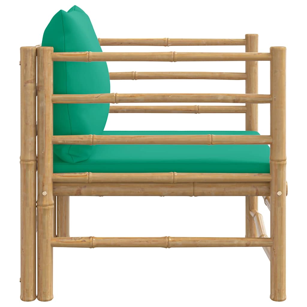 vidaXL Sofa ogrodowa z zielonymi poduszkami, bambusowa