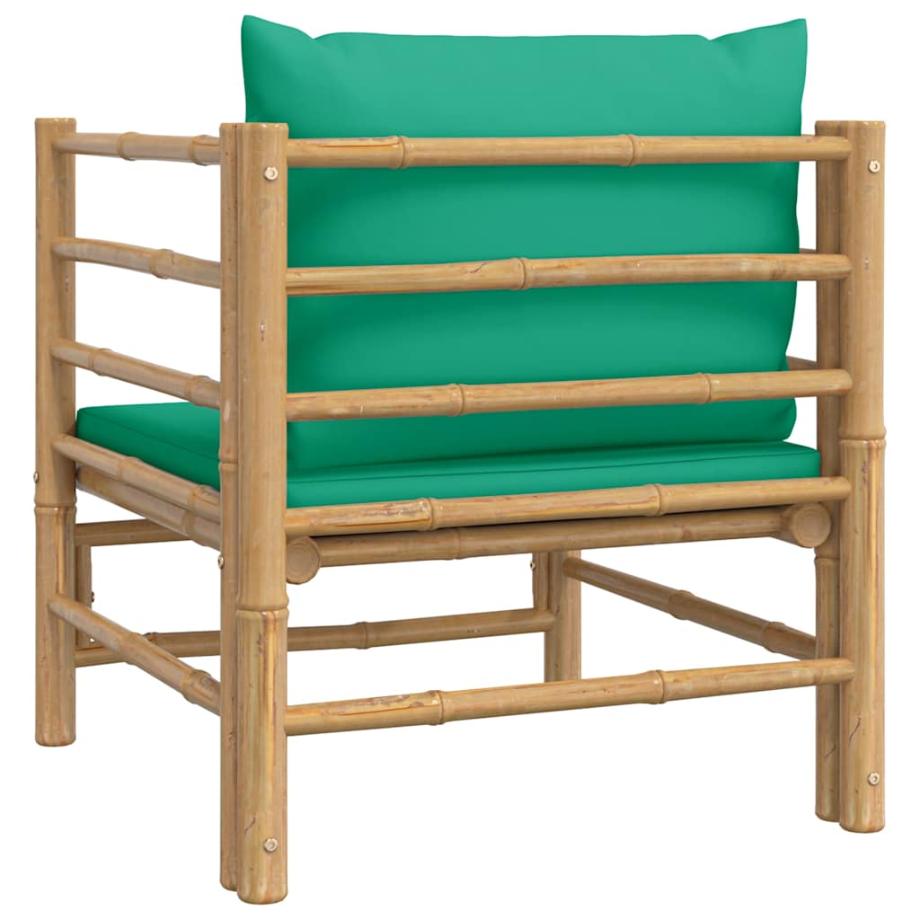 vidaXL Sofa ogrodowa z zielonymi poduszkami, bambusowa