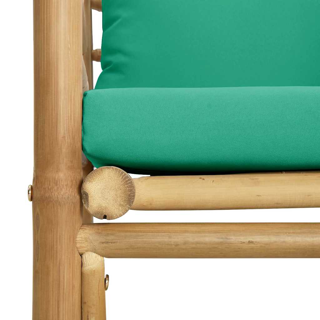 vidaXL Sofa ogrodowa z zielonymi poduszkami, bambusowa