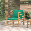 vidaXL Sofa ogrodowa z zielonymi poduszkami, bambusowa