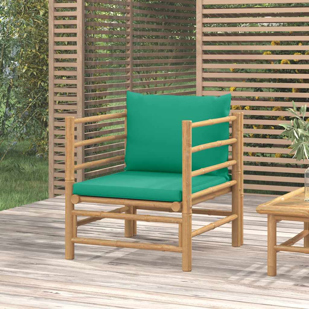 vidaXL Sofa ogrodowa z zielonymi poduszkami, bambusowa