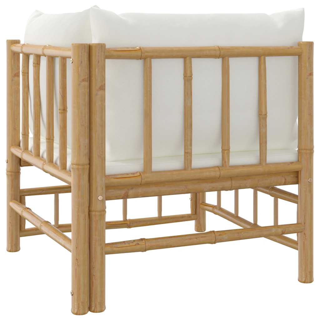 vidaXL Ogrodowa sofa narożna, kremowe poduszki, bambus