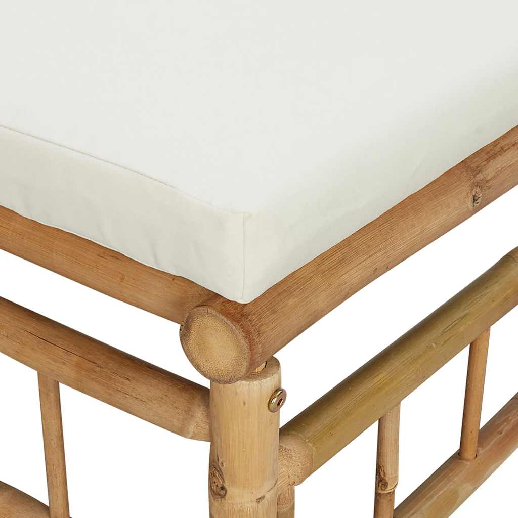 vidaXL Ogrodowa sofa narożna, kremowe poduszki, bambus