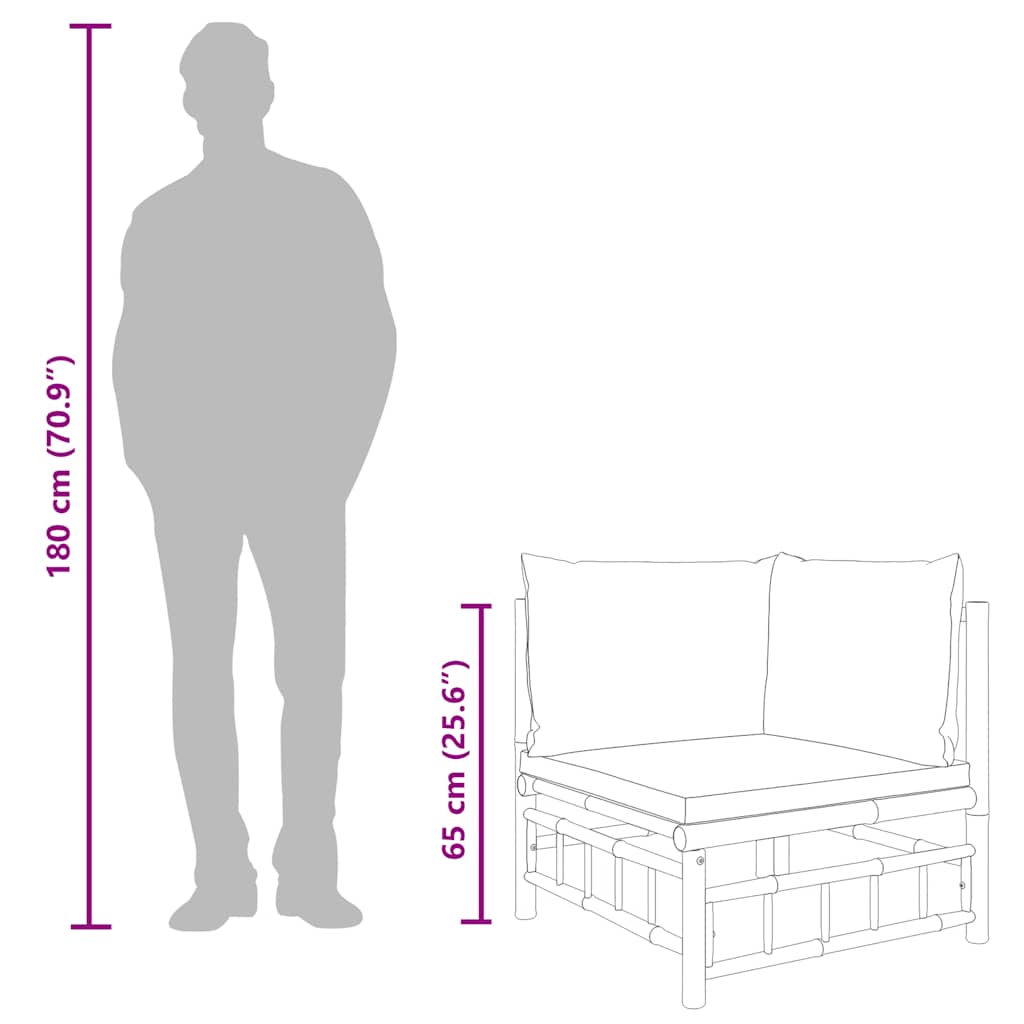 vidaXL Ogrodowa sofa narożna, kremowe poduszki, bambus