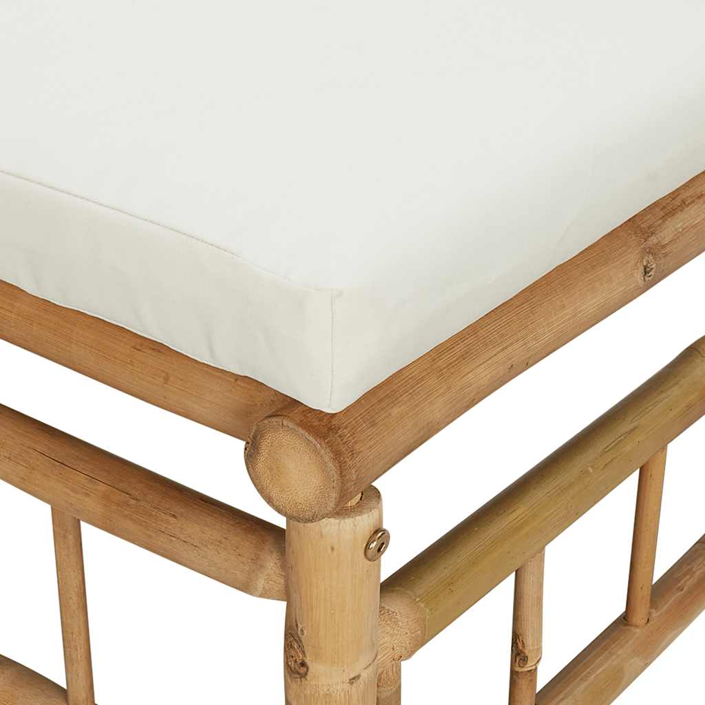 vidaXL Ogrodowa sofa środkowa, kremowe poduszki, bambus