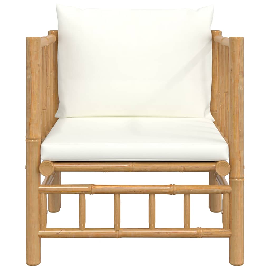 vidaXL Sofa ogrodowa, kremowe poduszki, bambus