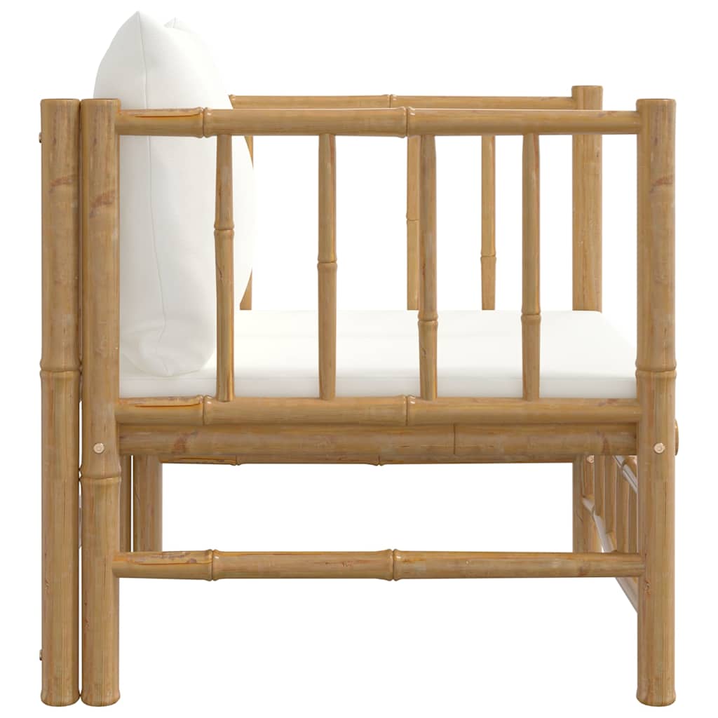 vidaXL Sofa ogrodowa, kremowe poduszki, bambus