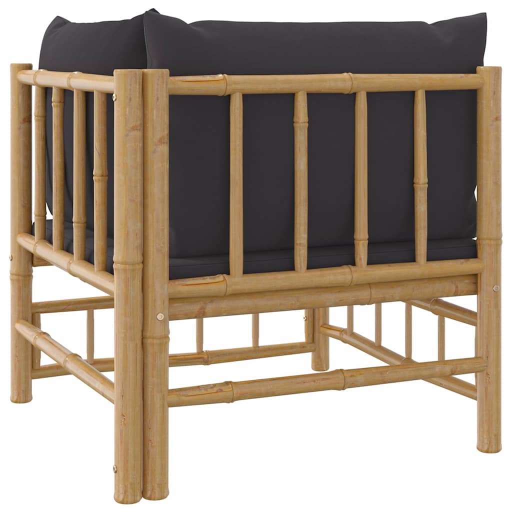 vidaXL Narożna sofa ogrodowa z ciemnoszarymi poduszkami, bambusowa