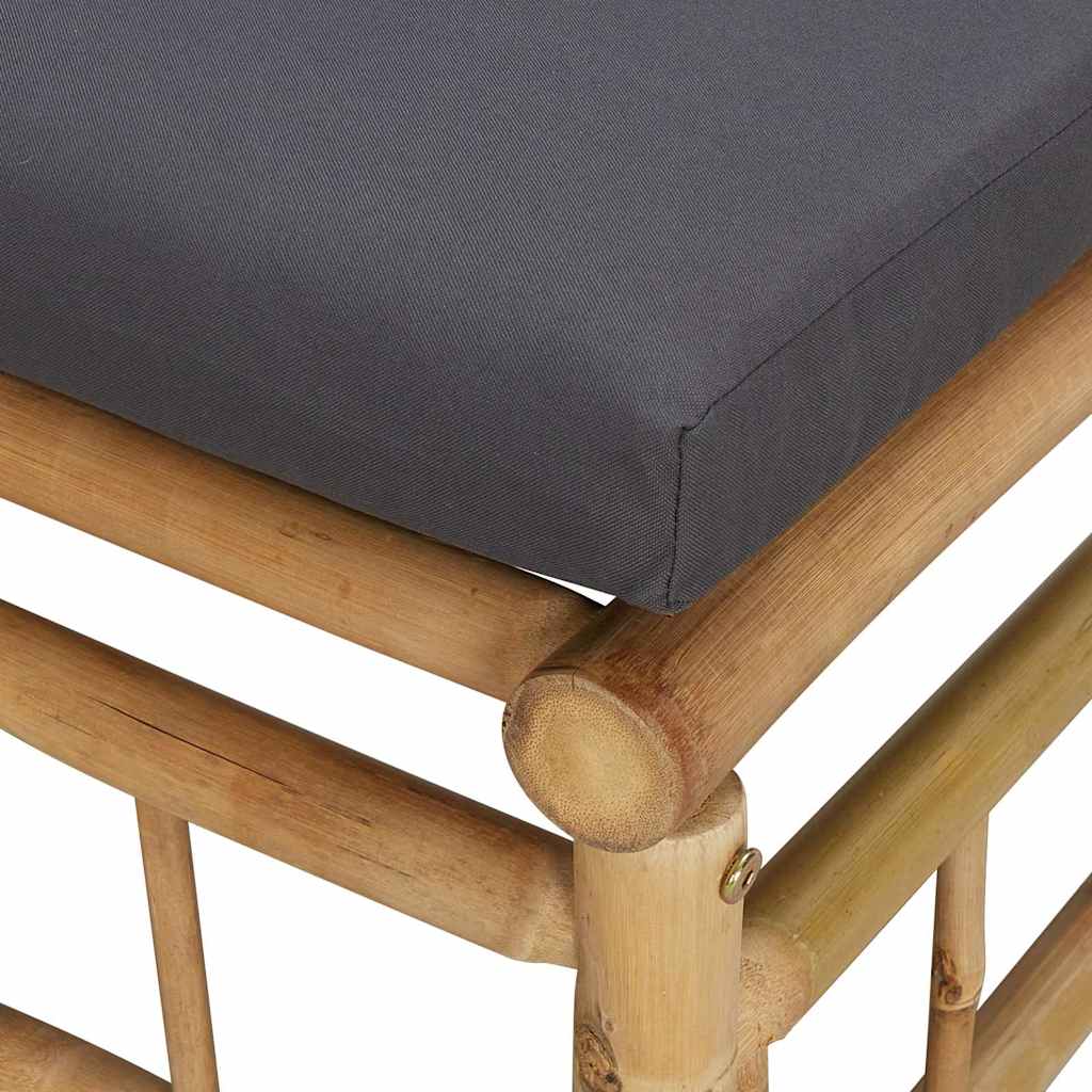 vidaXL Narożna sofa ogrodowa z ciemnoszarymi poduszkami, bambusowa