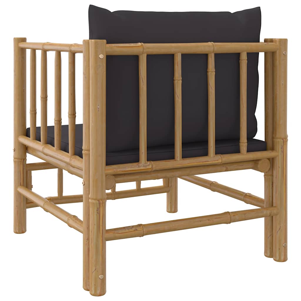 vidaXL Sofa ogrodowa z ciemnoszarymi poduszkami, bambusowa