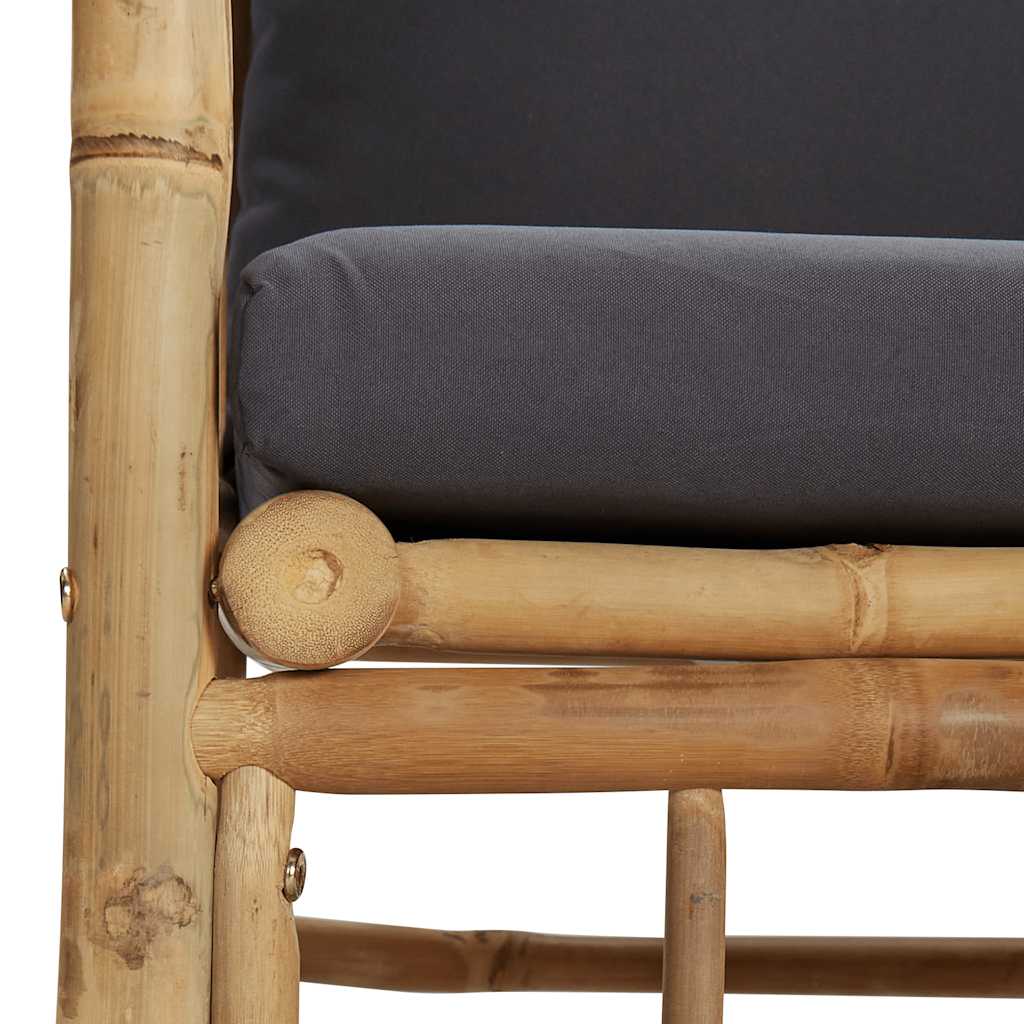 vidaXL Sofa ogrodowa z ciemnoszarymi poduszkami, bambusowa