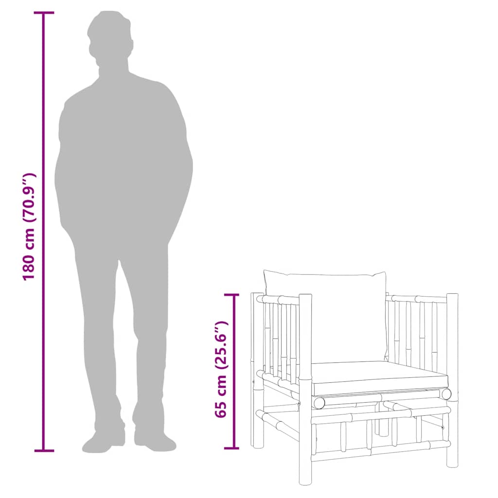vidaXL Sofa ogrodowa z ciemnoszarymi poduszkami, bambusowa