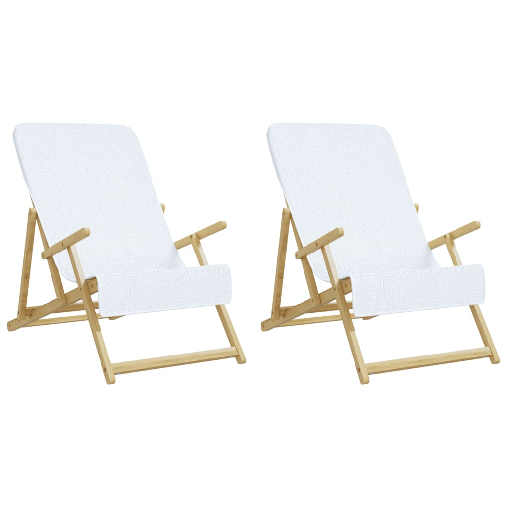 vidaXL Ręczniki plażowe, 2 szt., białe, 60x135 cm, tkanina, 400 g/m²