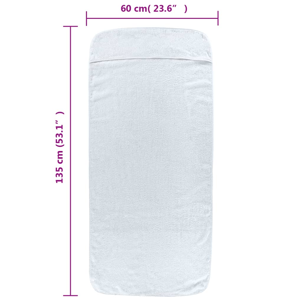 vidaXL Ręczniki plażowe, 2 szt., białe, 60x135 cm, tkanina, 400 g/m²