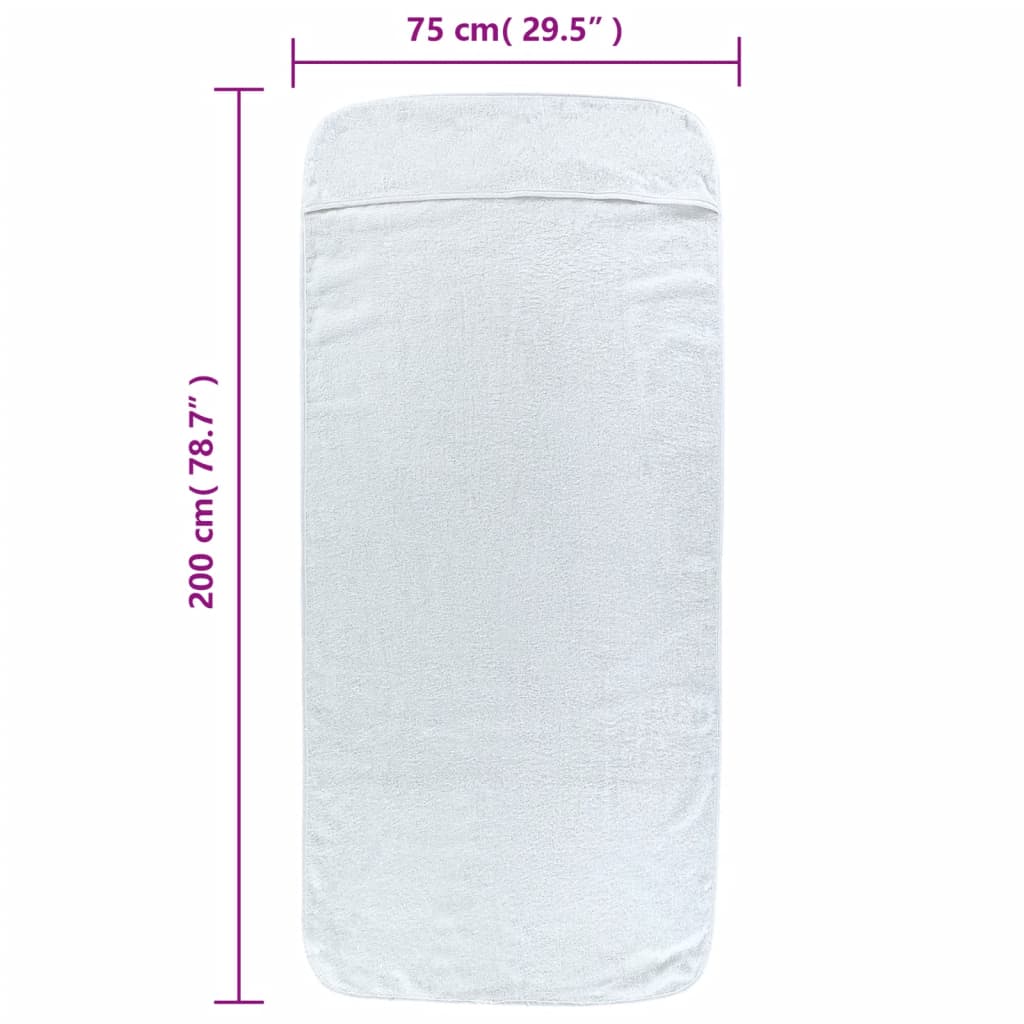 vidaXL Ręczniki plażowe, 2 szt., białe, 75x200 cm, tkanina, 400 g/m²