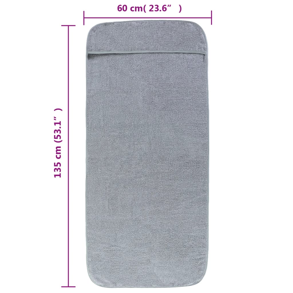 vidaXL Ręczniki plażowe, 2 szt., szare, 60x135 cm, tkanina, 400 g/m²