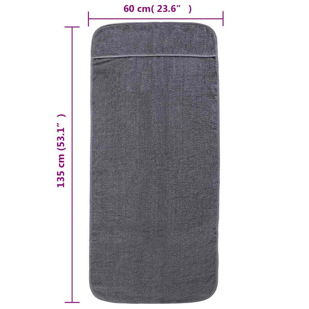 vidaXL Ręczniki plażowe, 2 szt., antracytowe, 60x135 cm, 400 g/m²