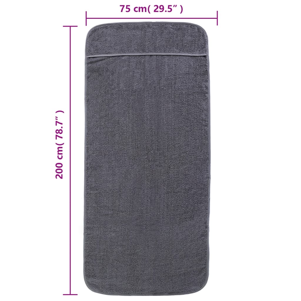 vidaXL Ręczniki plażowe, 2 szt., antracytowe, 75x200 cm, 400 g/m²