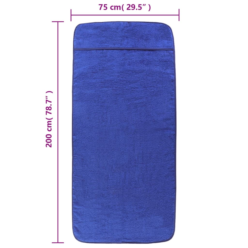 vidaXL Ręczniki plażowe, 2 szt., niebieskie, 75x200 cm, 400 g/m²