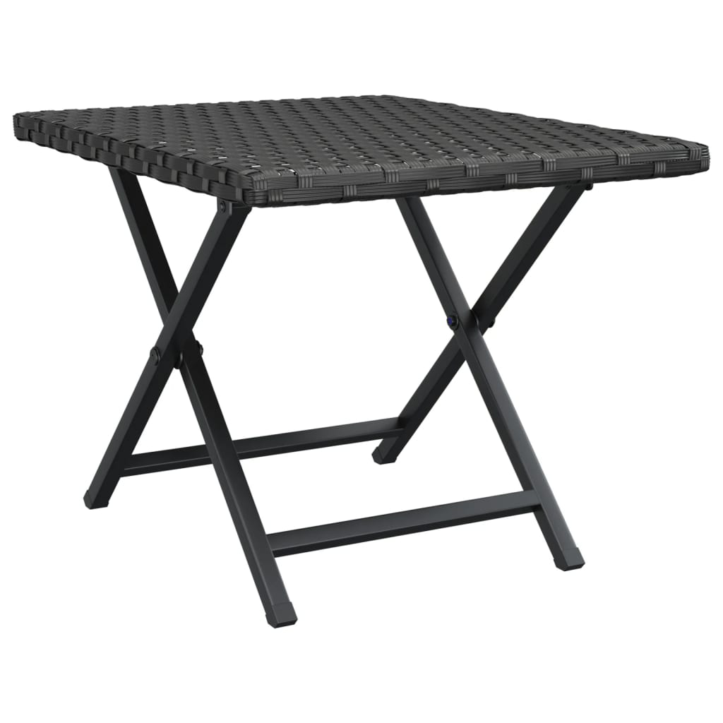 vidaXL Składany stolik, czarny, 45x35x32 cm, polirattan