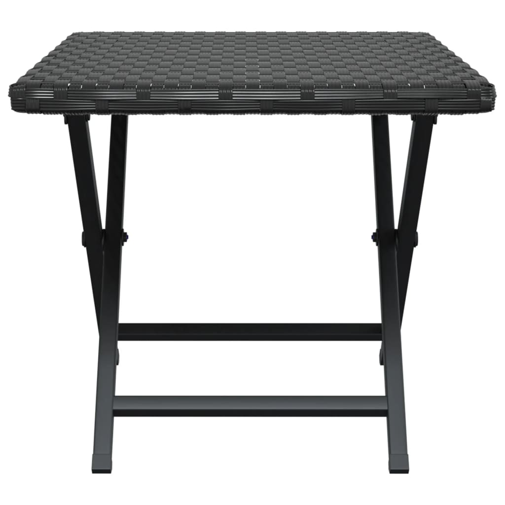 vidaXL Składany stolik, czarny, 45x35x32 cm, polirattan