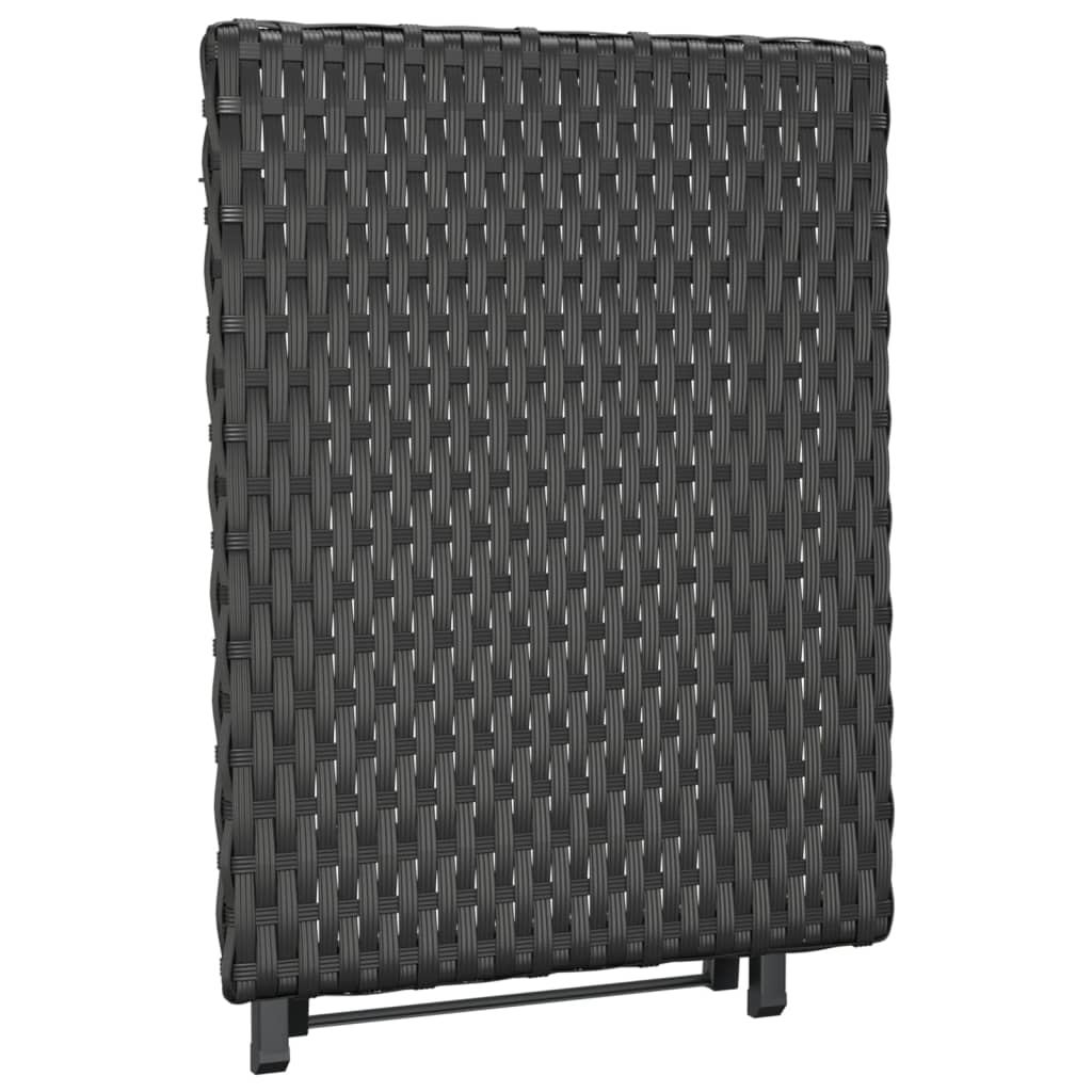 vidaXL Składany stolik, czarny, 45x35x32 cm, polirattan