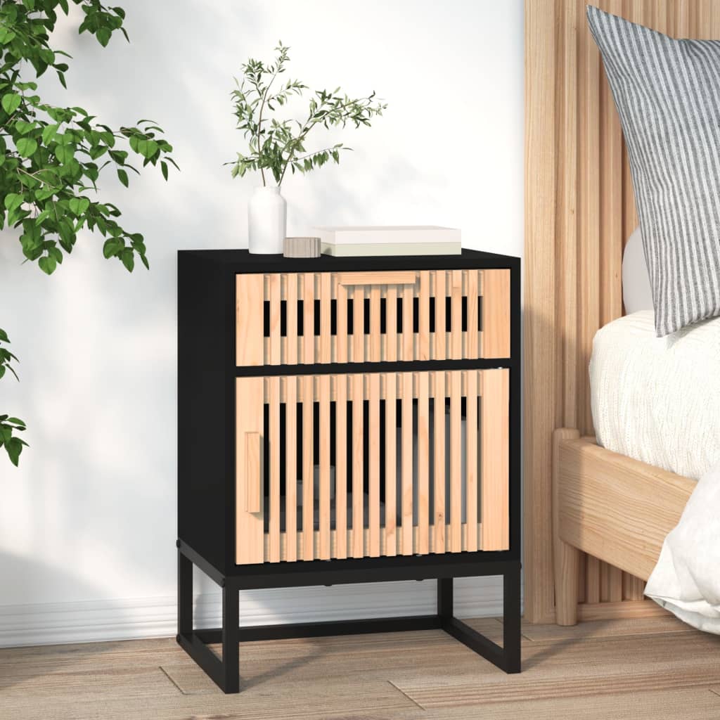 vidaXL Szafka nocna, czarna, 40x30x55,5 cm, materiał drewnopochodny