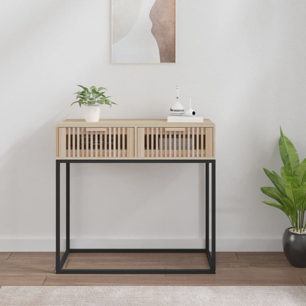 vidaXL Stolik konsolowy, 80x30x75 cm, materiał drewnopochodny i żelazo