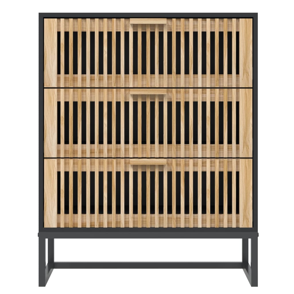 vidaXL Szafka, czarna, 60x30x75 cm, materiał drewnopochodny
