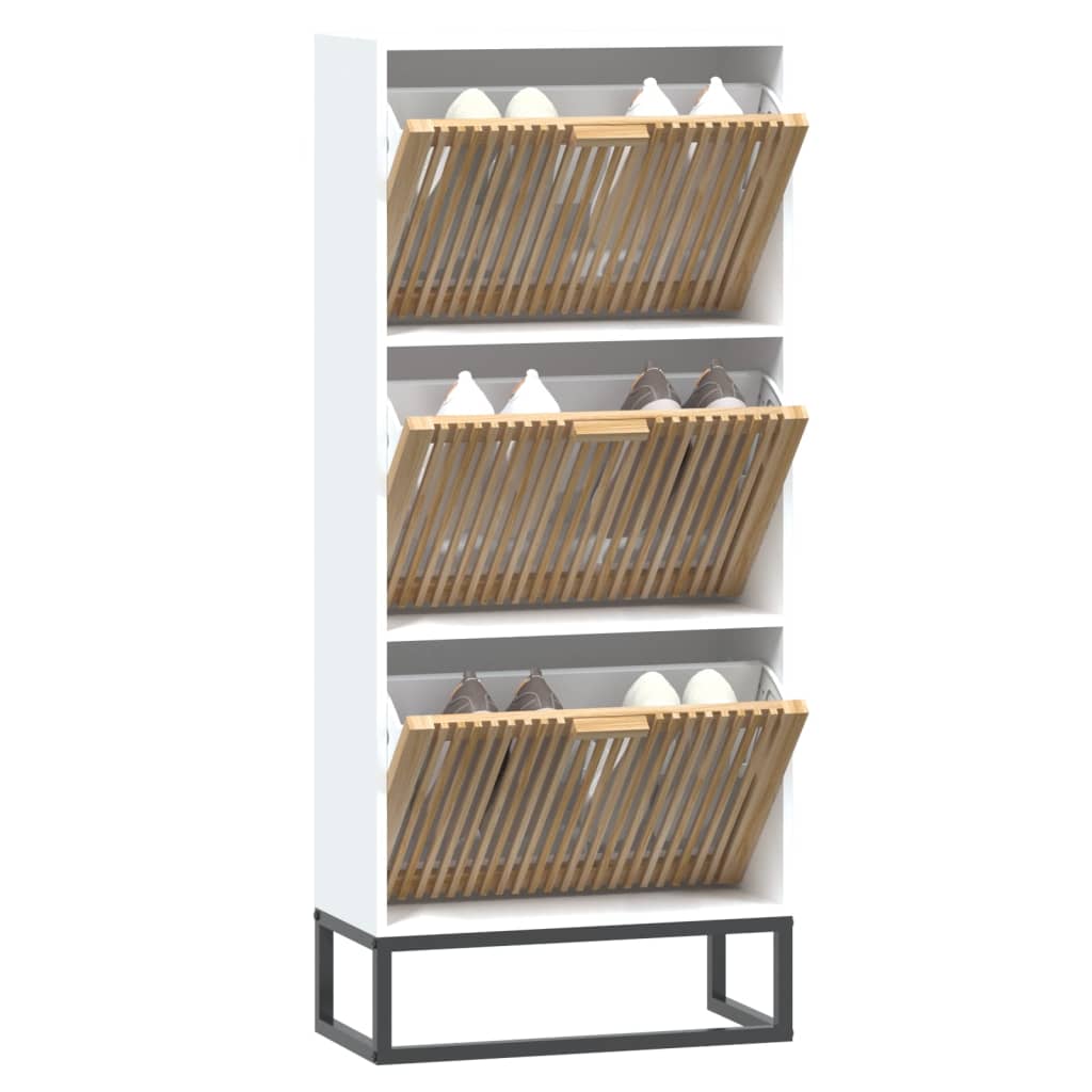 vidaXL Szafka na buty, biała, 52x25x120 cm, materiał drewnopochodny