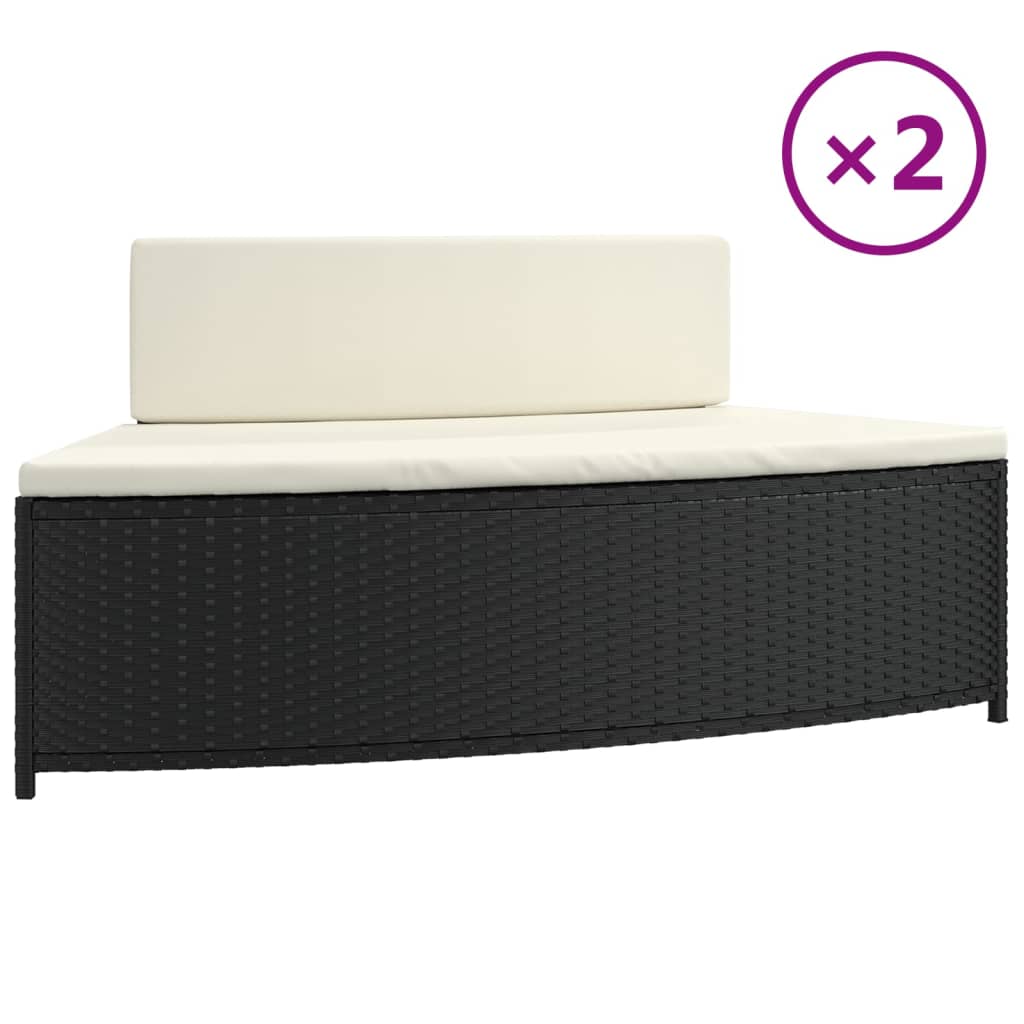 vidaXL Ławki z poduszkami do spa, 2 szt., czarne, polirattan