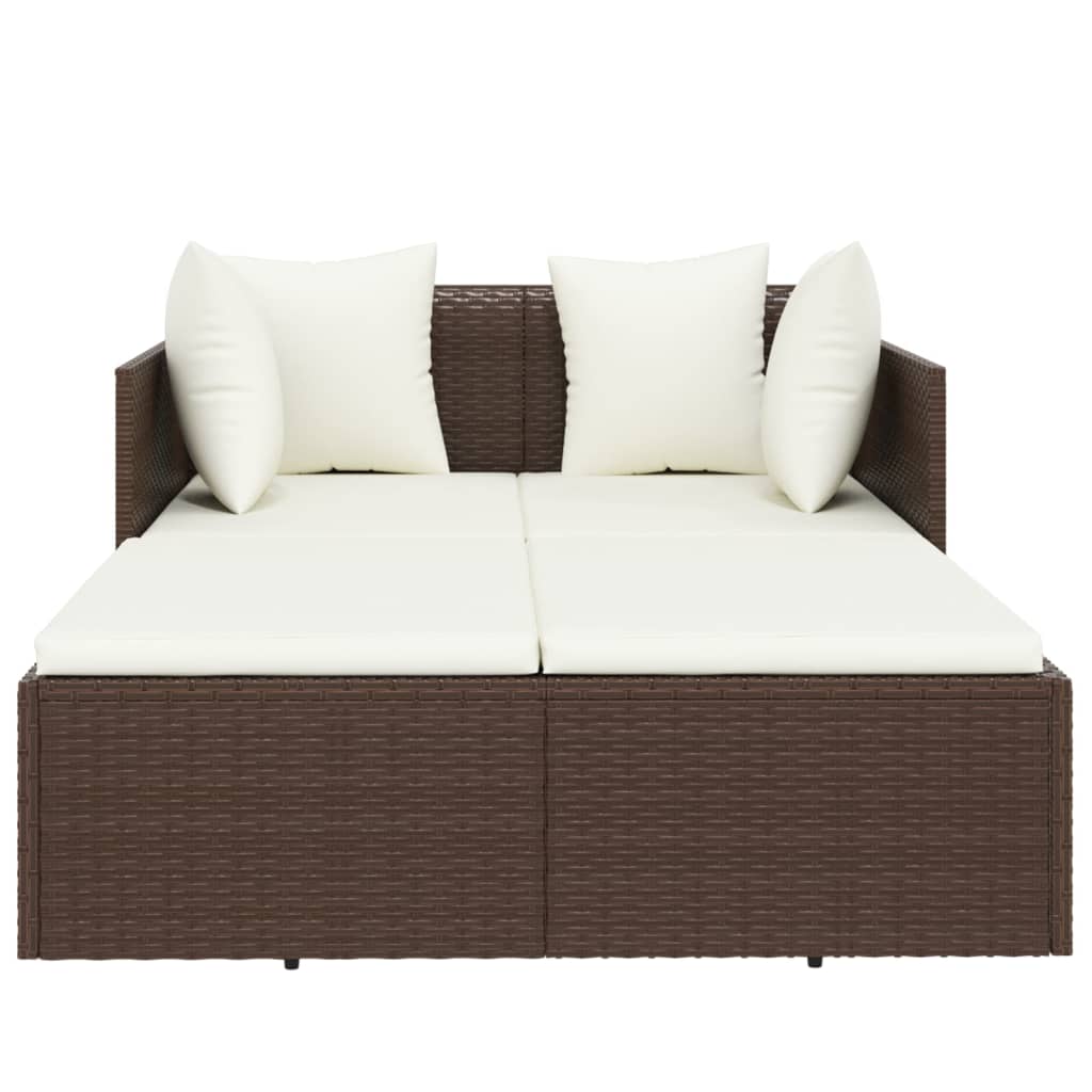 vidaXL Leżanka z poduszkami, brązowa, 182x118x63 cm, polirattan