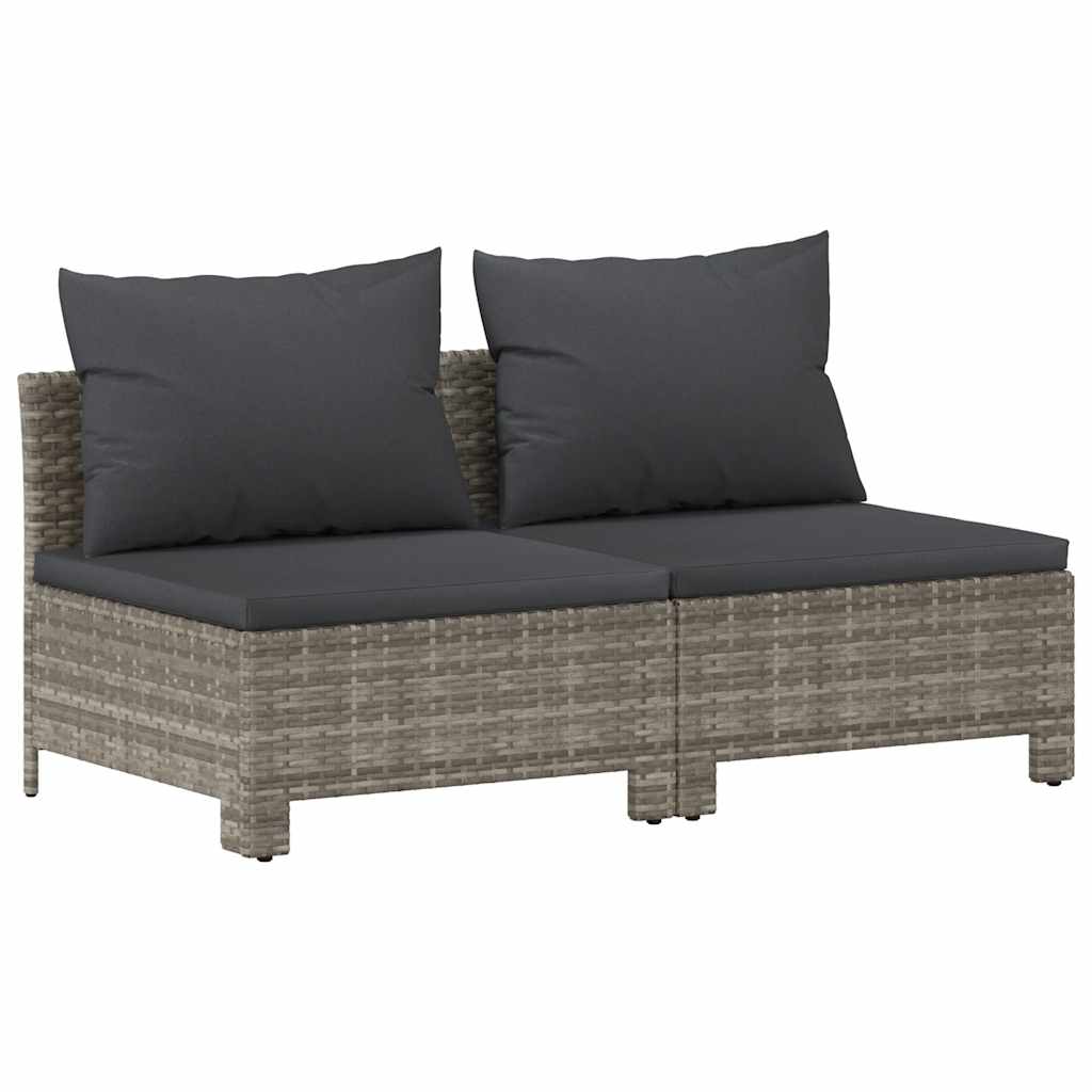 vidaXL 2-osobowa sofa ogrodowa z poduszkami, szara, polirattan