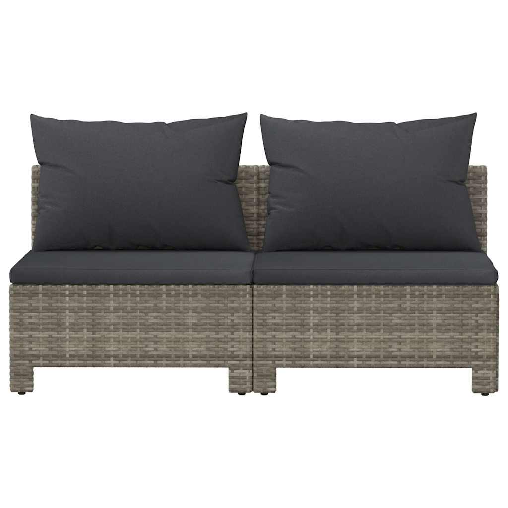 vidaXL 2-osobowa sofa ogrodowa z poduszkami, szara, polirattan
