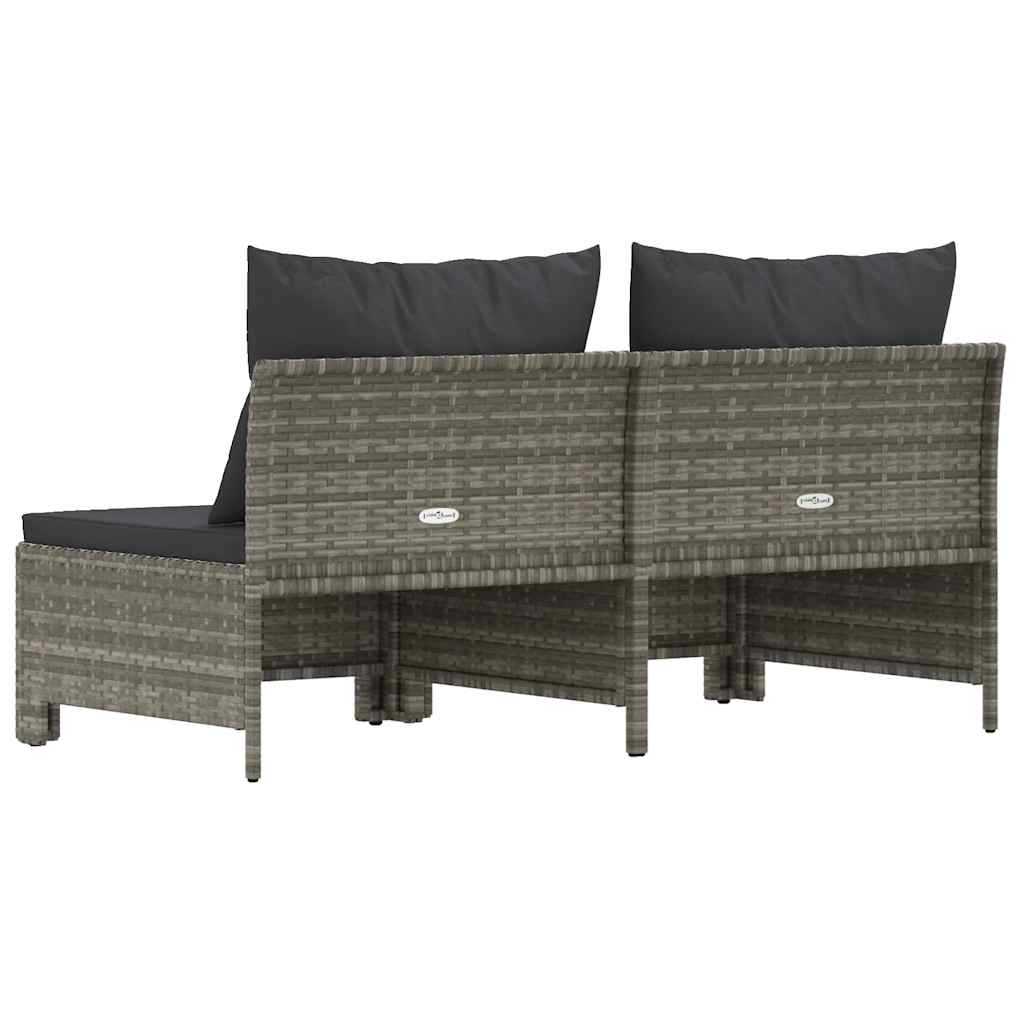 vidaXL 2-osobowa sofa ogrodowa z poduszkami, szara, polirattan