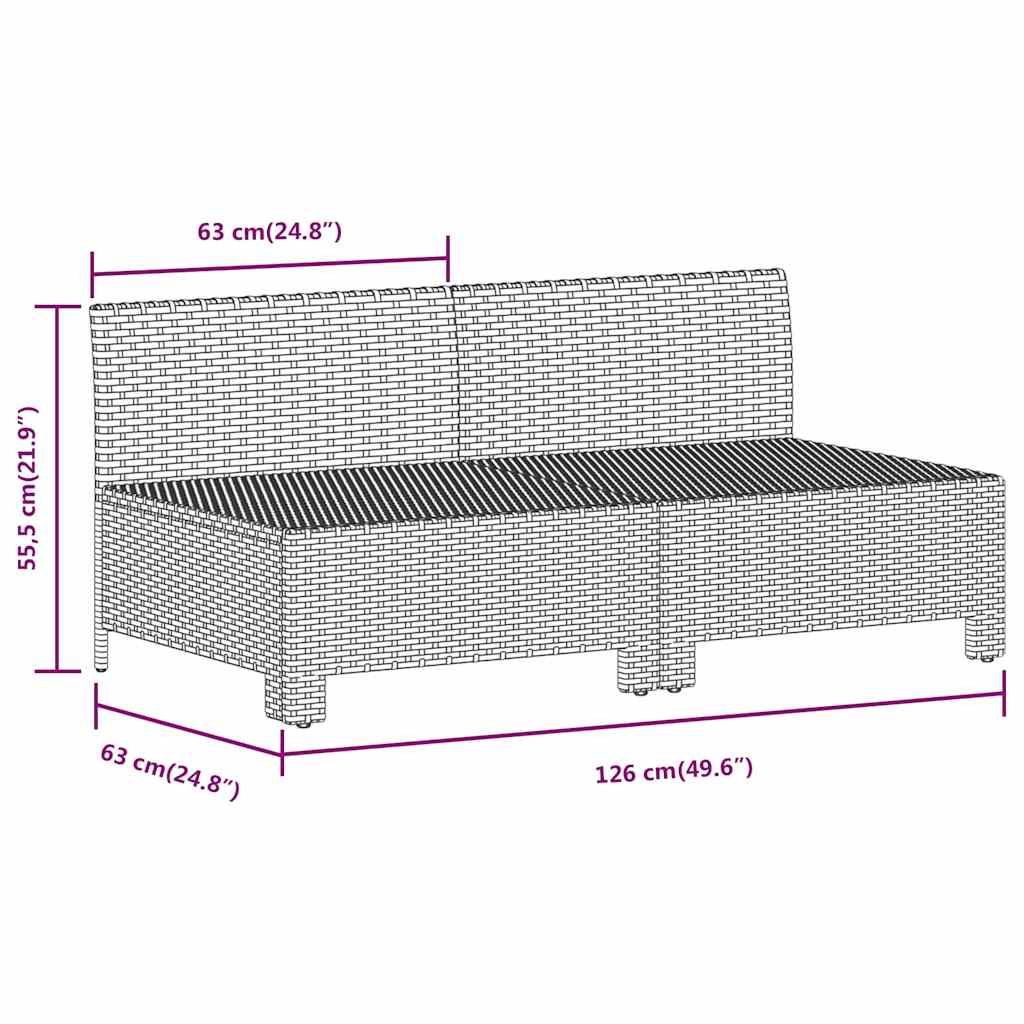 vidaXL 2-osobowa sofa ogrodowa z poduszkami, szara, polirattan