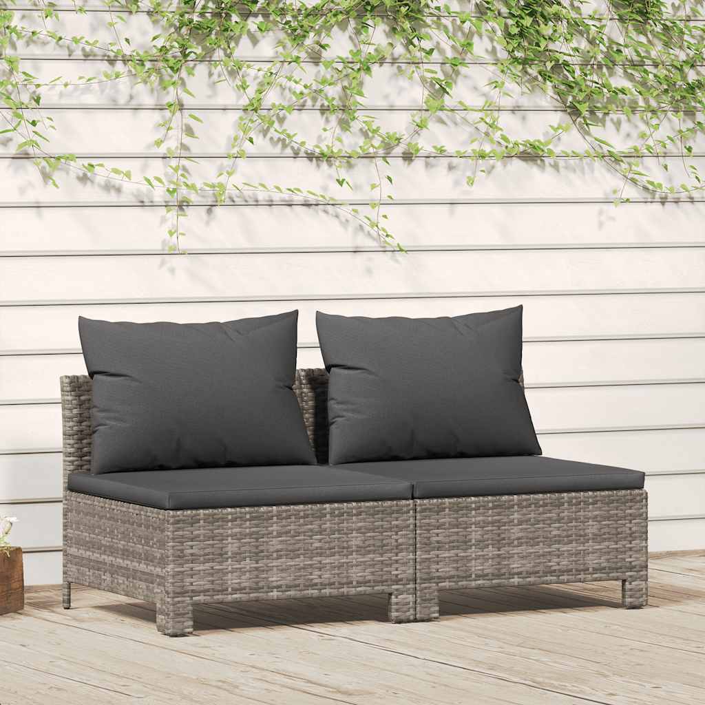 vidaXL 2-osobowa sofa ogrodowa z poduszkami, szara, polirattan