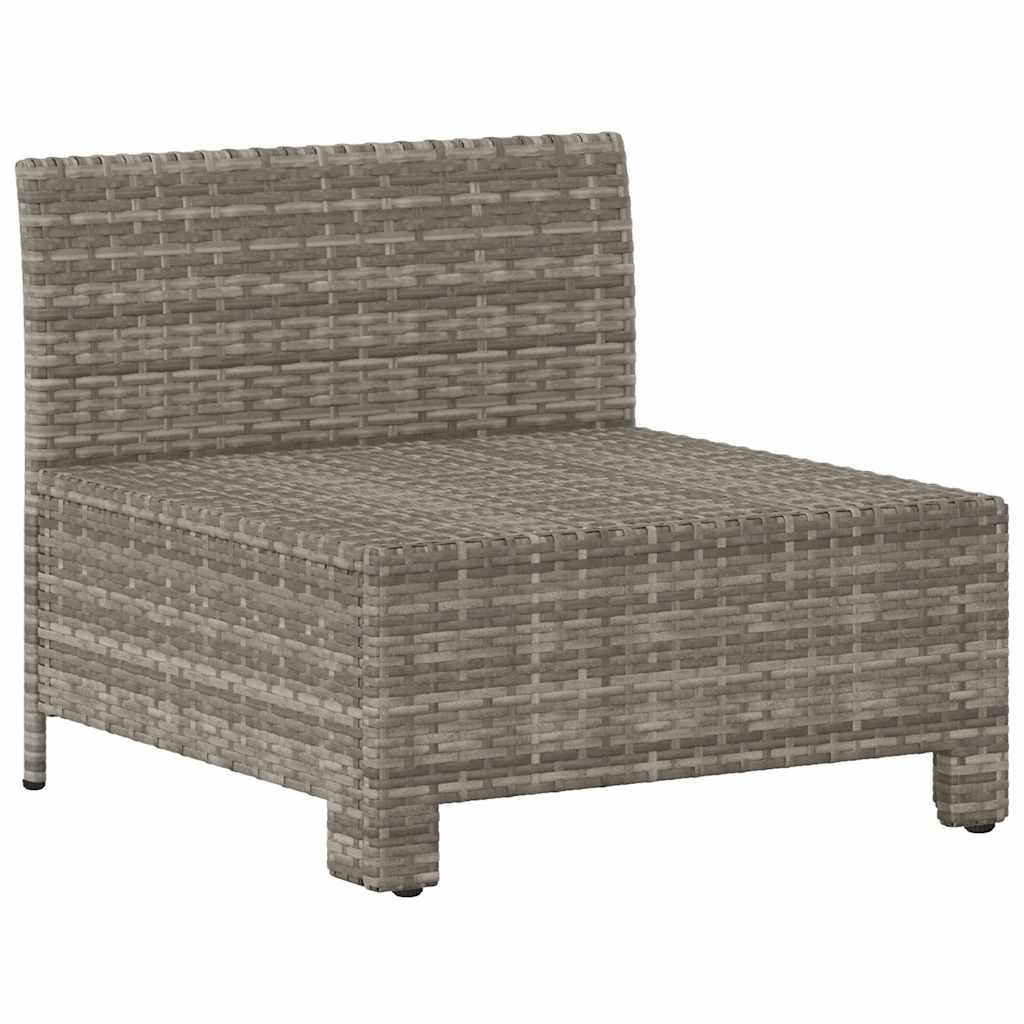 vidaXL Sofa ogrodowa środkowa z poduszką, szary polirattan