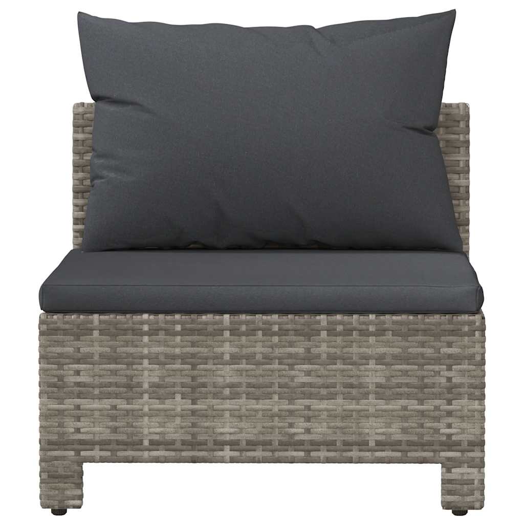 vidaXL Sofa ogrodowa środkowa z poduszką, szary polirattan