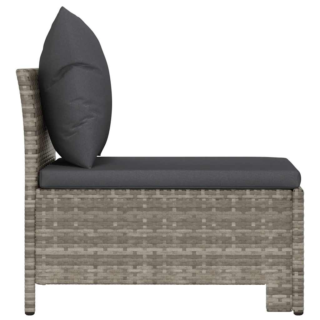 vidaXL Sofa ogrodowa środkowa z poduszką, szary polirattan