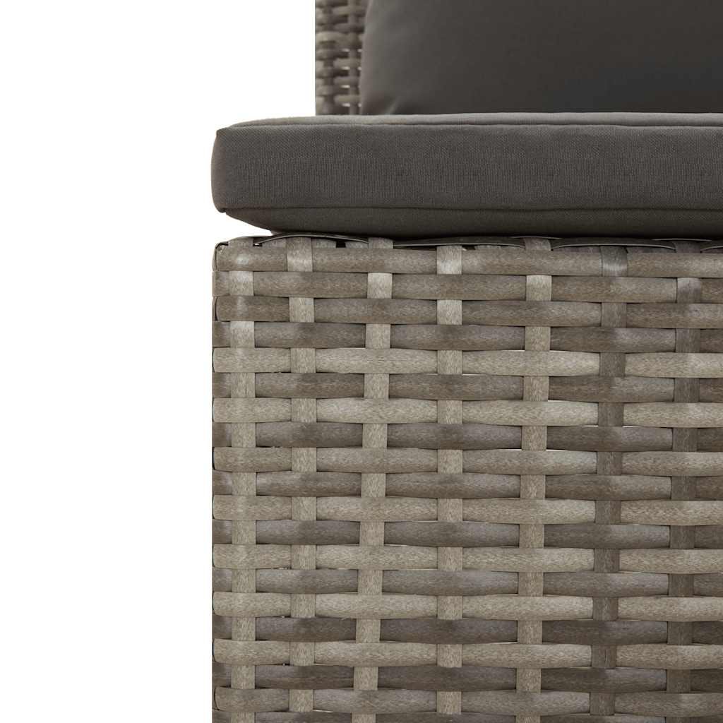vidaXL Sofa ogrodowa środkowa z poduszką, szary polirattan