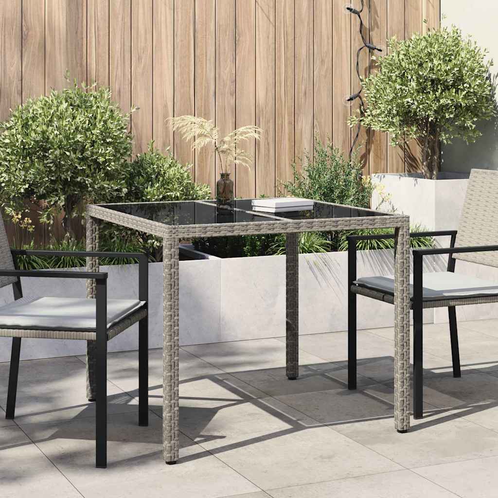 vidaXL Stół Ogrodowy Szary 90 x 90 x 75 cm polirattan