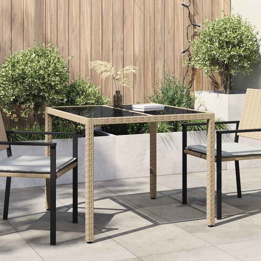 vidaXL Stół Ogrodowy Beżowy 90 x 90 x 75 cm polirattan