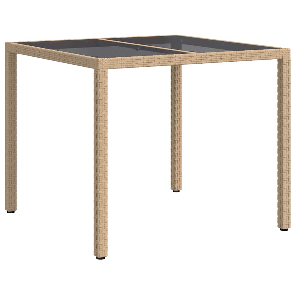 vidaXL Stół Ogrodowy Beżowy 90 x 90 x 75 cm polirattan