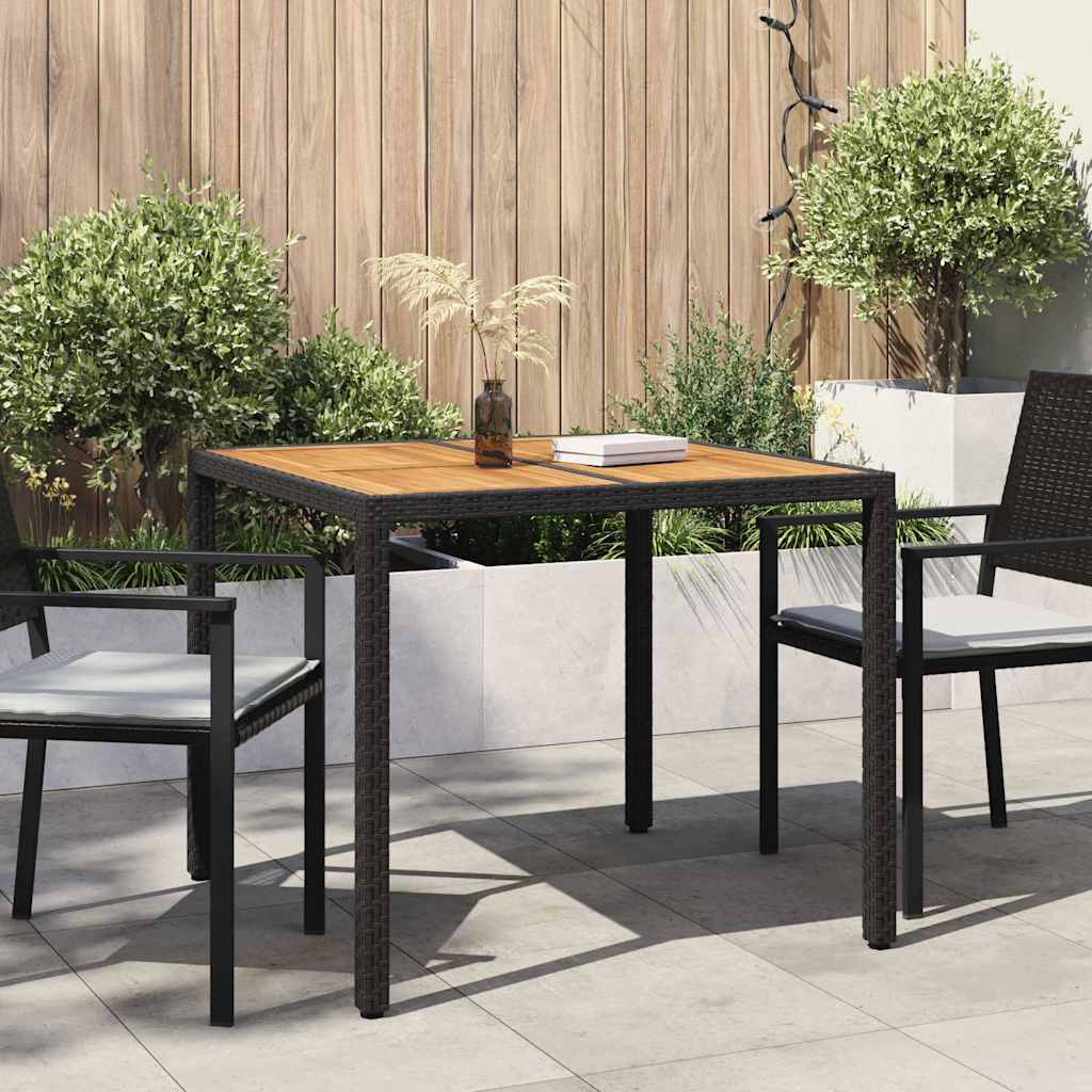 vidaXL Stół Ogrodowy Czarny 90 x 90 x 75 cm polirattan