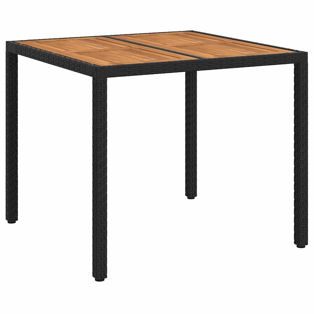 vidaXL Stół Ogrodowy Czarny 90 x 90 x 75 cm polirattan